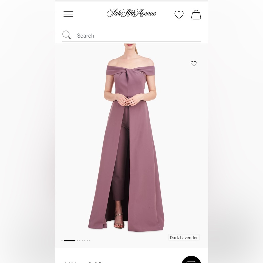 Kay Unger Off-Shoulder Maxi Dress in Dark Lavender Jumpsuit